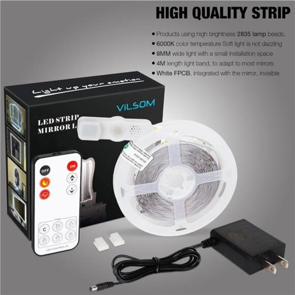 Led Vanity Mirror Lights Kit, 13ft/4M 240 LEDs Make-up Vanity Mirror - Picture 2 of 7